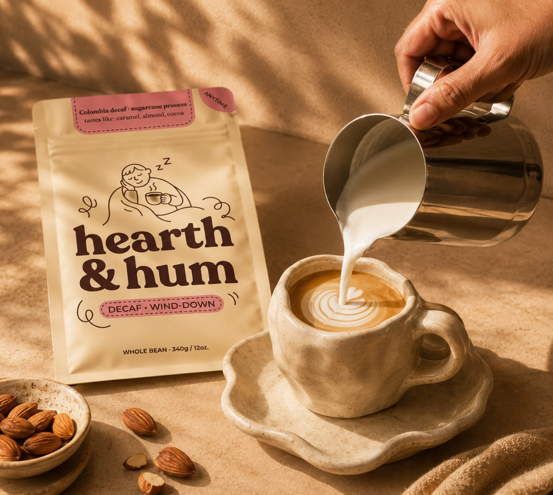 Wind-Down Decaf with latte art